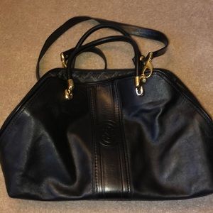Large black leather purse